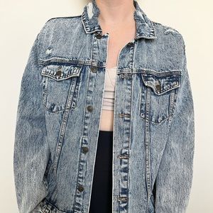 Distressed Whitewash Jean Jacket